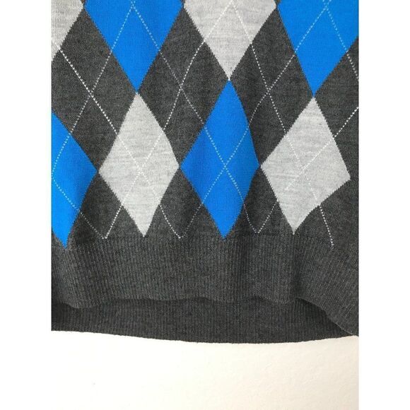 INC Gray Long Sleeve Marino Wool Blend Argyle Sweater Size X-Large - Picture 4 of 7